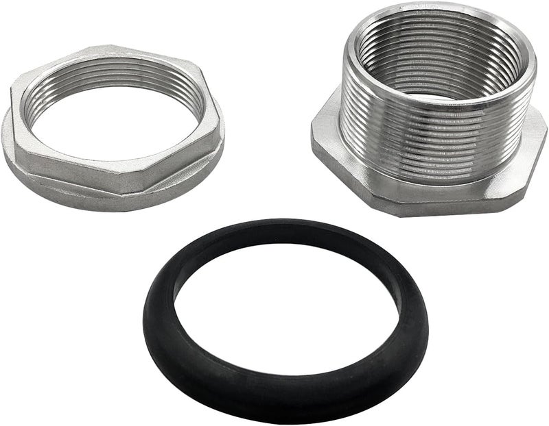 Fitvell 304 Stainless Steel Bulkhead Water Tank Fitting 1.25" Female Thread Compression Bulkhead Adapter Thru-bulk Connector with Gasket for Bathtub and Sink - Image 5